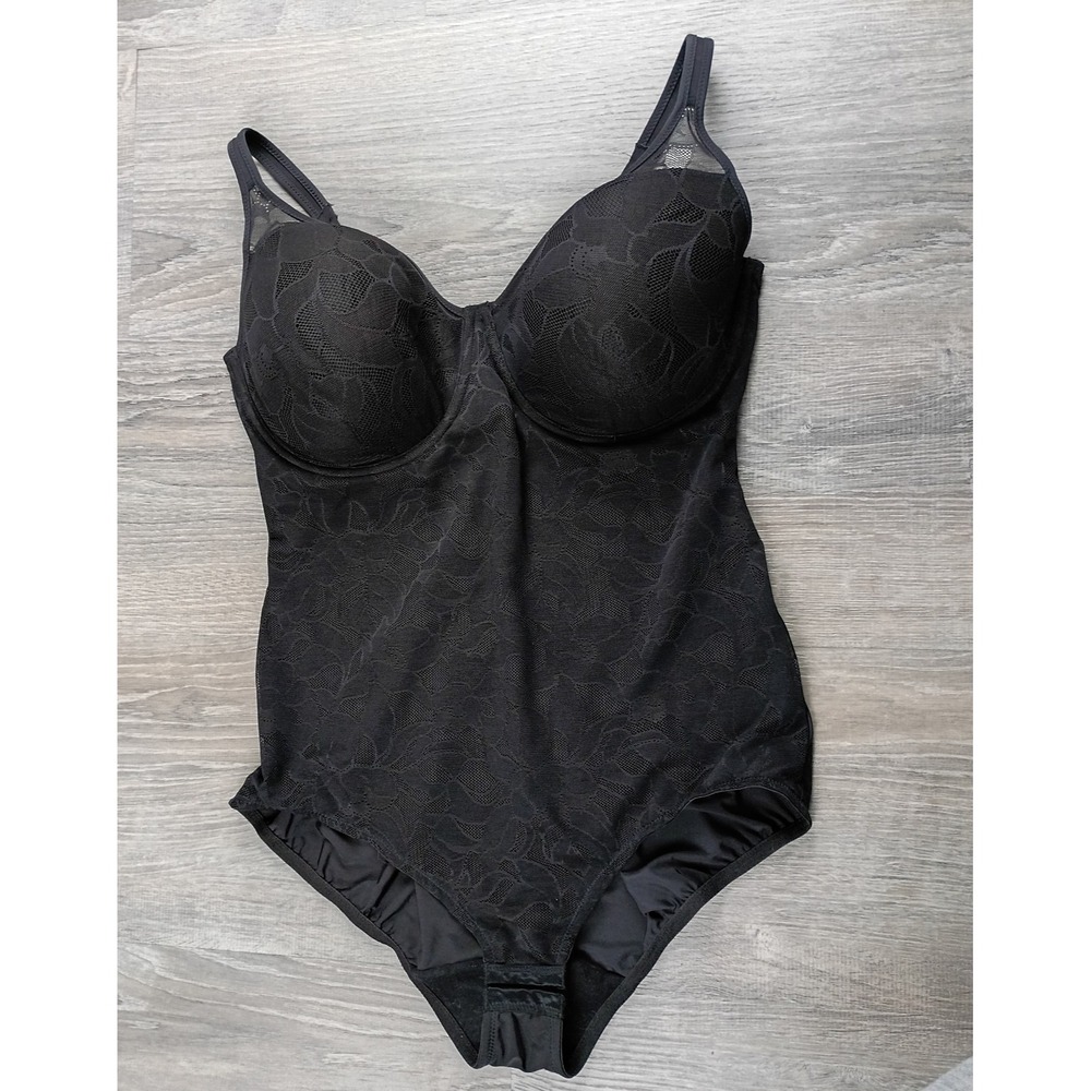 Bali Body Briefer Shaper 40D 6552 Womens Black Lined Underwire Stretch Lace